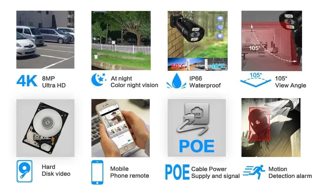4K 8MP Outdoor Security IP Turret Camera PoE Onvif With Human Detection - stepyours.com