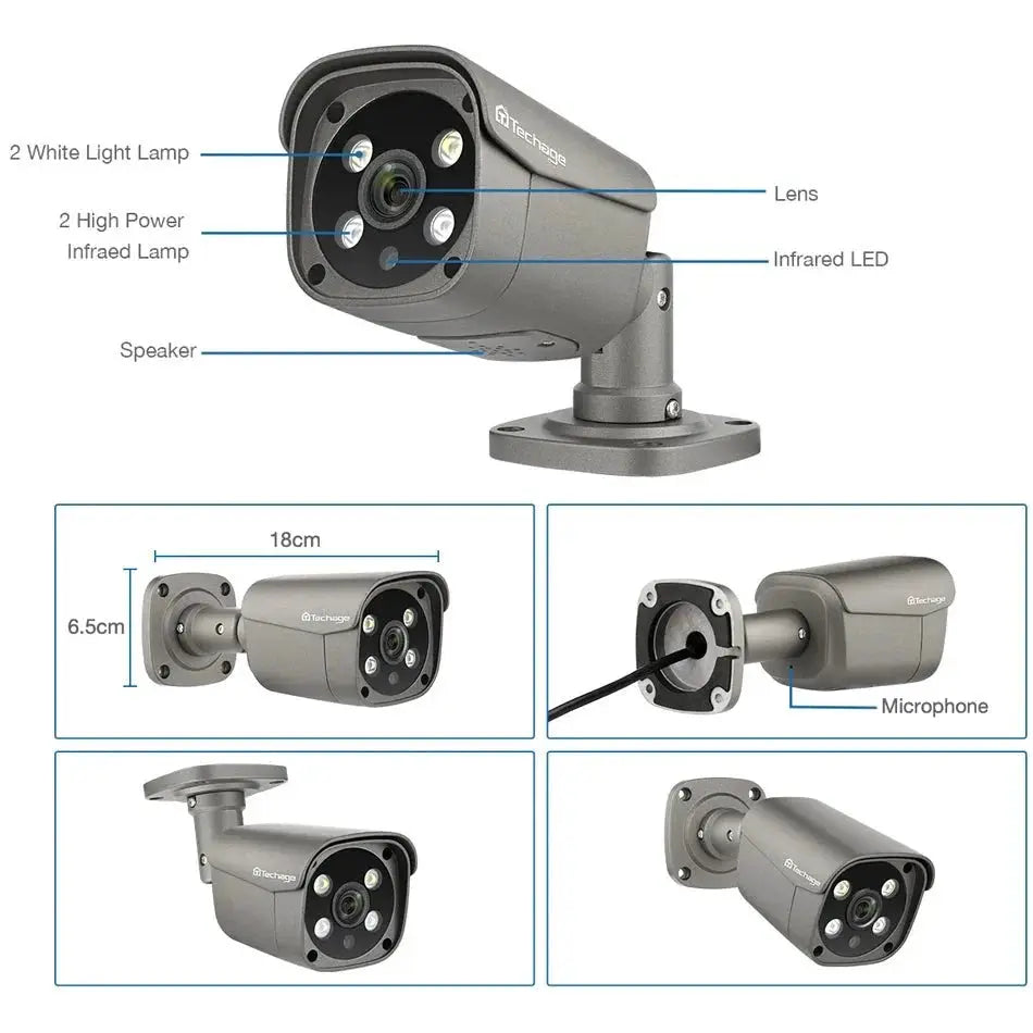 Techage AI PoE 4K Outdoor Security Camera With Two Way Audio For NVR - stepyours.com