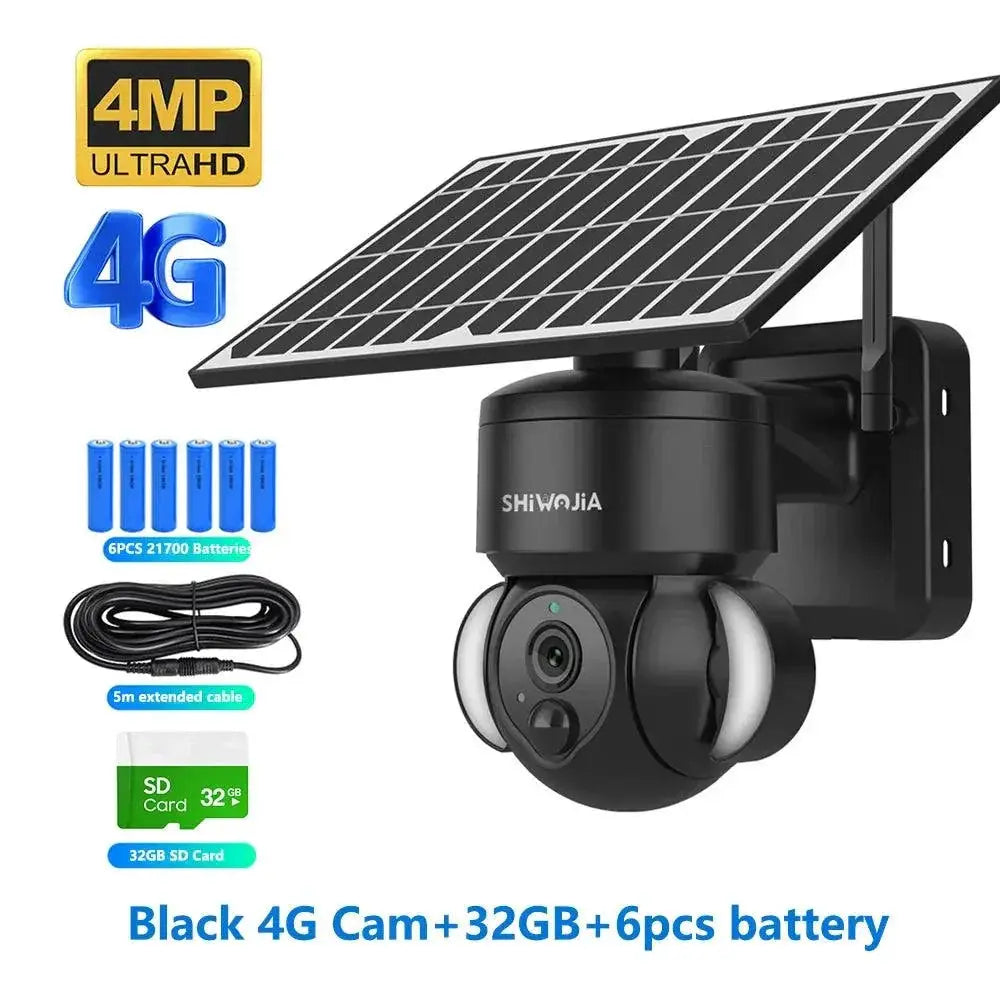 Shiwojia WiFi Solar Powered Security Camera 4MP Outdoor