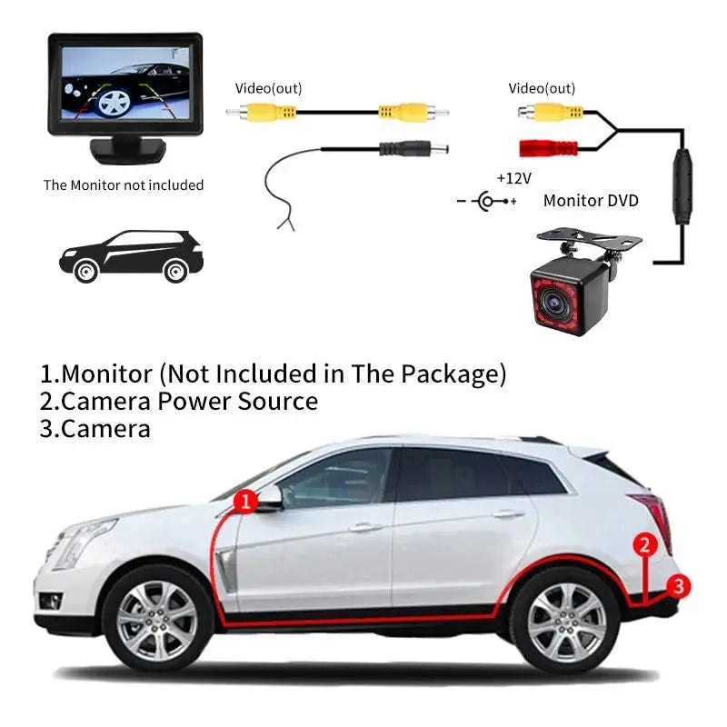 Hippcron Front And Rear Reverse Camera Night Vision Waterproof Distance Scale - stepyours.com