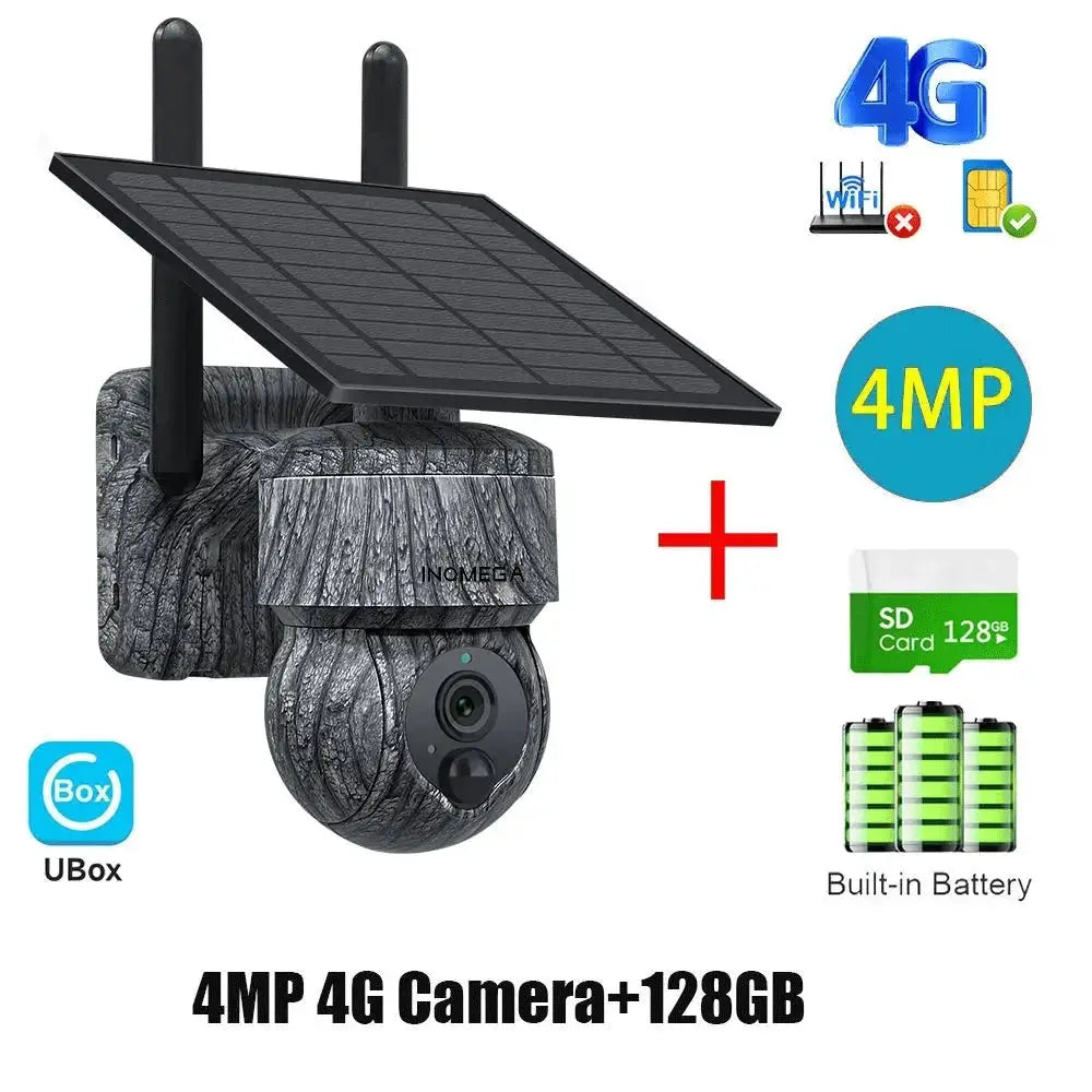 INQMEGA Solar Powered PTZ Camera 5MP 4MP WiFi 4G CCTV With Two Way Audio - stepyours.com