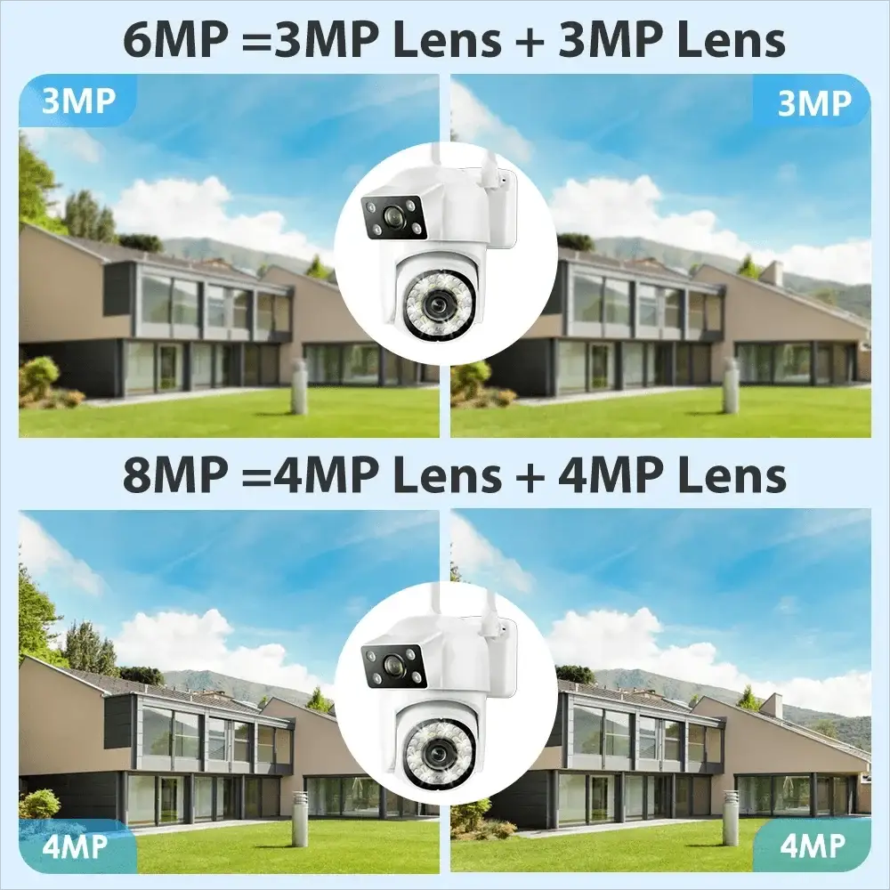 Tuya 8MP WiFi IP Camera PTZ Dual Lens Dual Screen Color Night Vision AI Alerts - stepyours.com