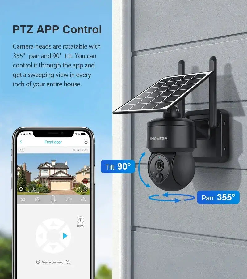 INQMEGA 3MP HD Outdoor Wifi 4G Mini Solar Battery PTZ Camera