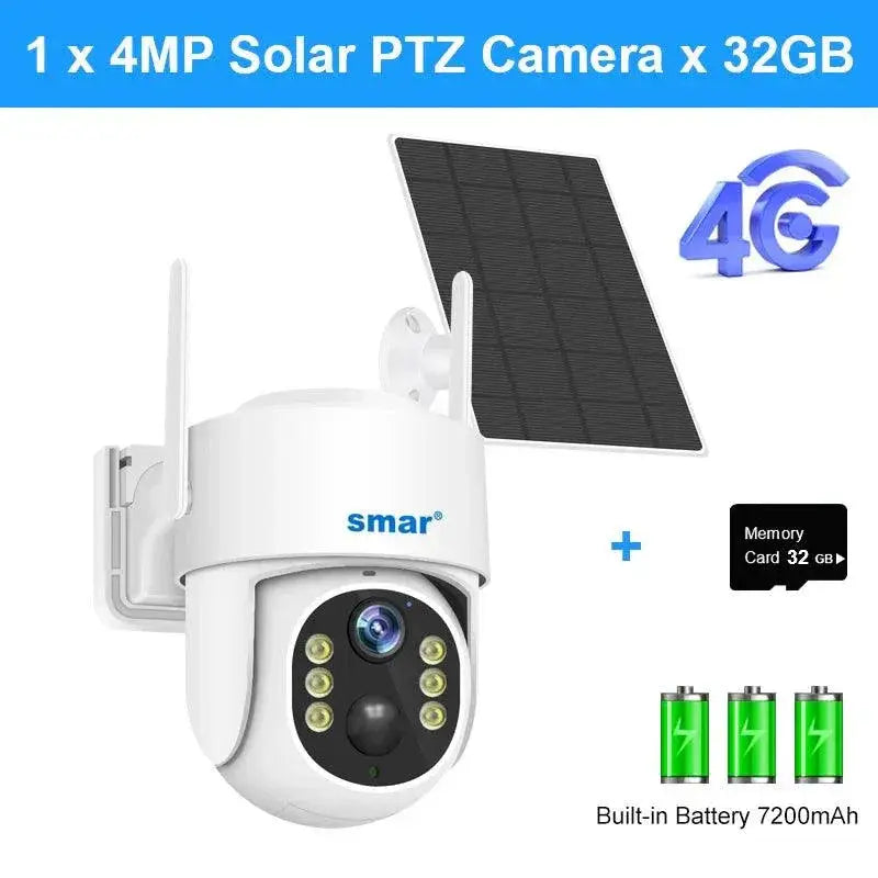 Solar Powered 4MP PTZ IP Security Camera With Night Vision