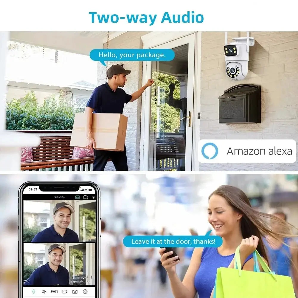 Outdoor Wireless Security IP Camera 4K 8MP Dual Lens - AI Auto Tracking - stepyours.com