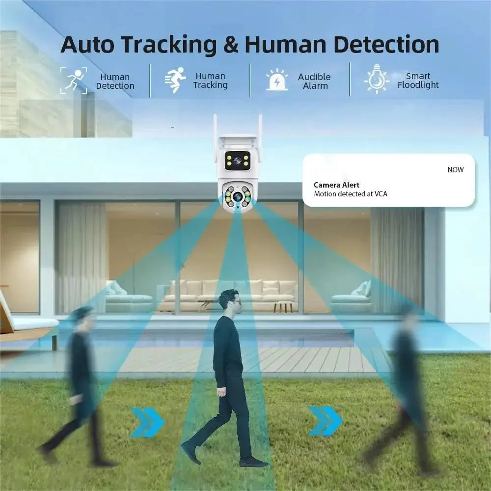 Tuya 8MP WiFi IP Camera PTZ Dual Lens Dual Screen Color Night Vision AI Alerts - stepyours.com