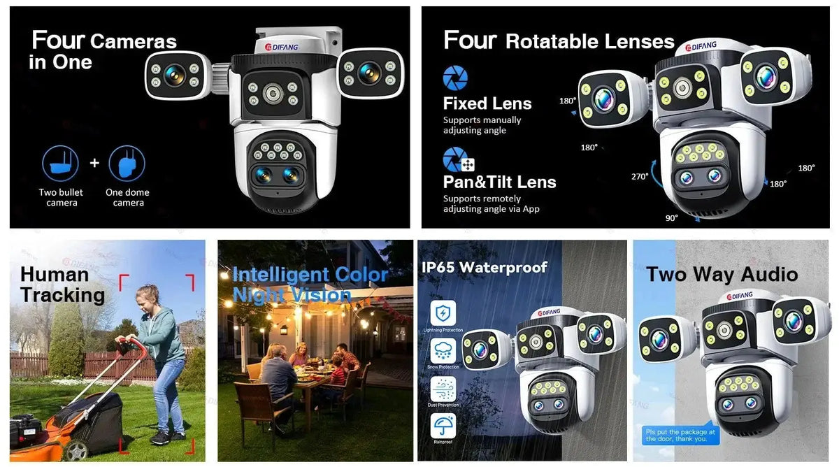 DIFANG 20MP Outdoor Security Camera With 10x Zoom And Auto Tracking - stepyours.com