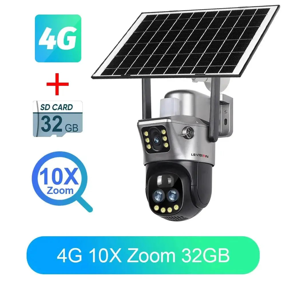 LS Vision Dual Screen Solar Camera 4G WiFi Outdoor Security 10X Zoom IP66 - stepyours.com