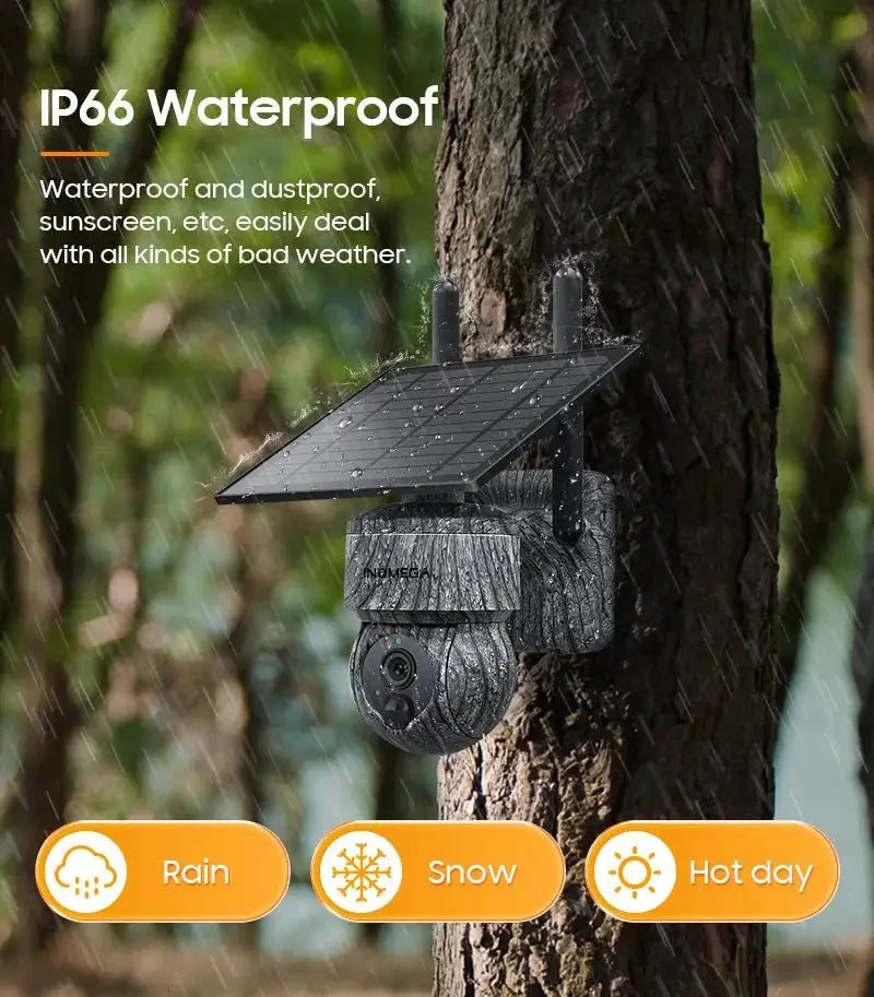 INQMEGA Solar Powered PTZ Camera 5MP 4MP WiFi 4G CCTV With Two Way Audio - stepyours.com