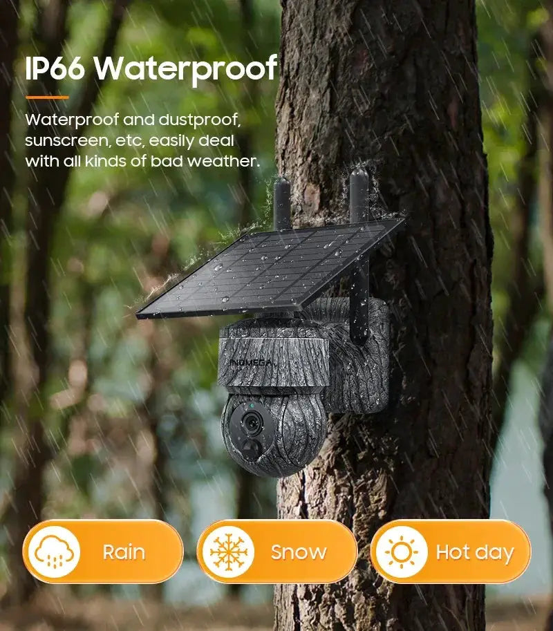 INQMEGA Solar PTZ Camera 5MP 4MP Wireless 4G SIM Outdoor Use