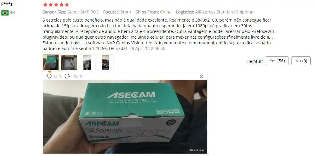 4K 8MP Outdoor Security Camera for Homes packaging box.