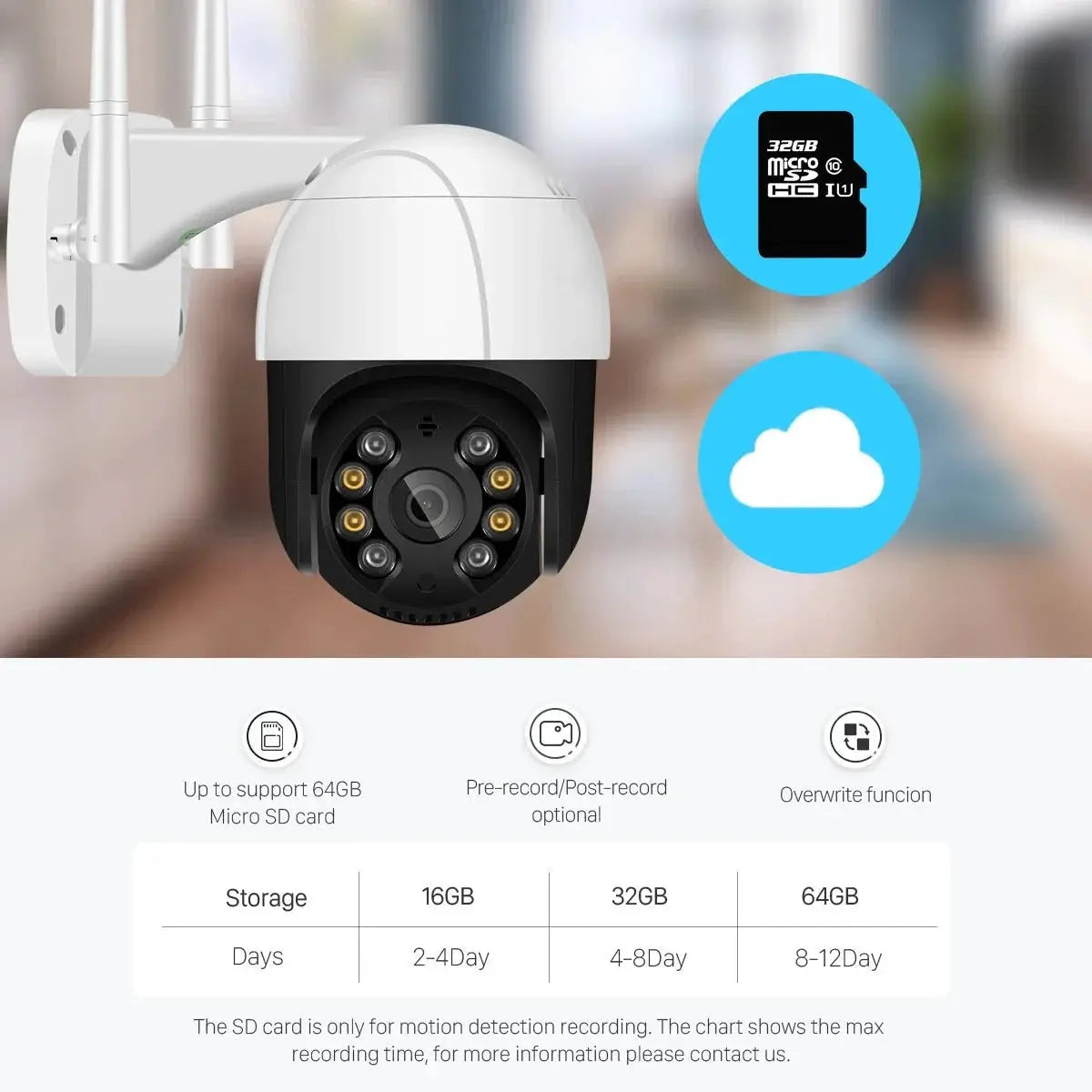 1080P PTZ WiFi IP Camera Outdoor - AI Human Detection 4X Digital Zoom H265 P2P - stepyours.com