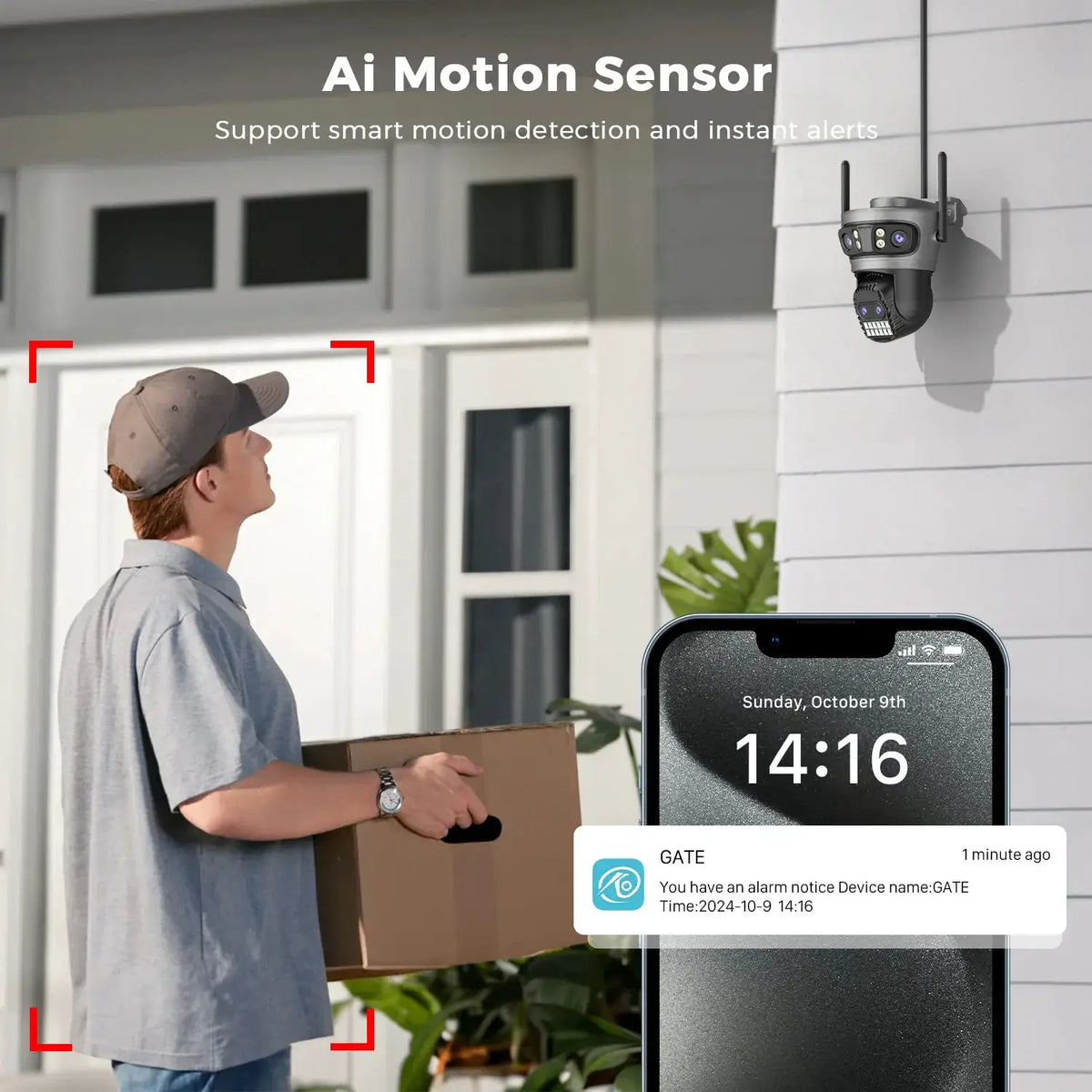 20MP PTZ WiFi Surveillance Camera 4 Lens 10X Zoom Outdoor Night Vision - stepyours.com