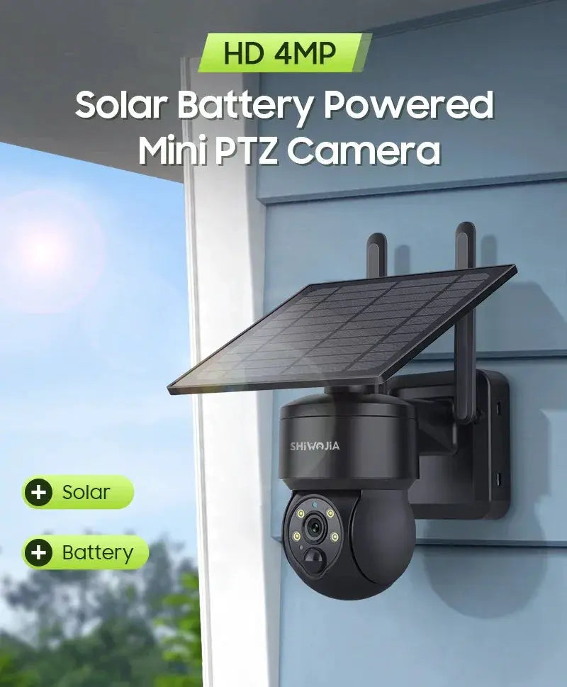 Shiwojia Wifi Wireless PTZ Solar Camera 4G SIM Outdoor 4MP