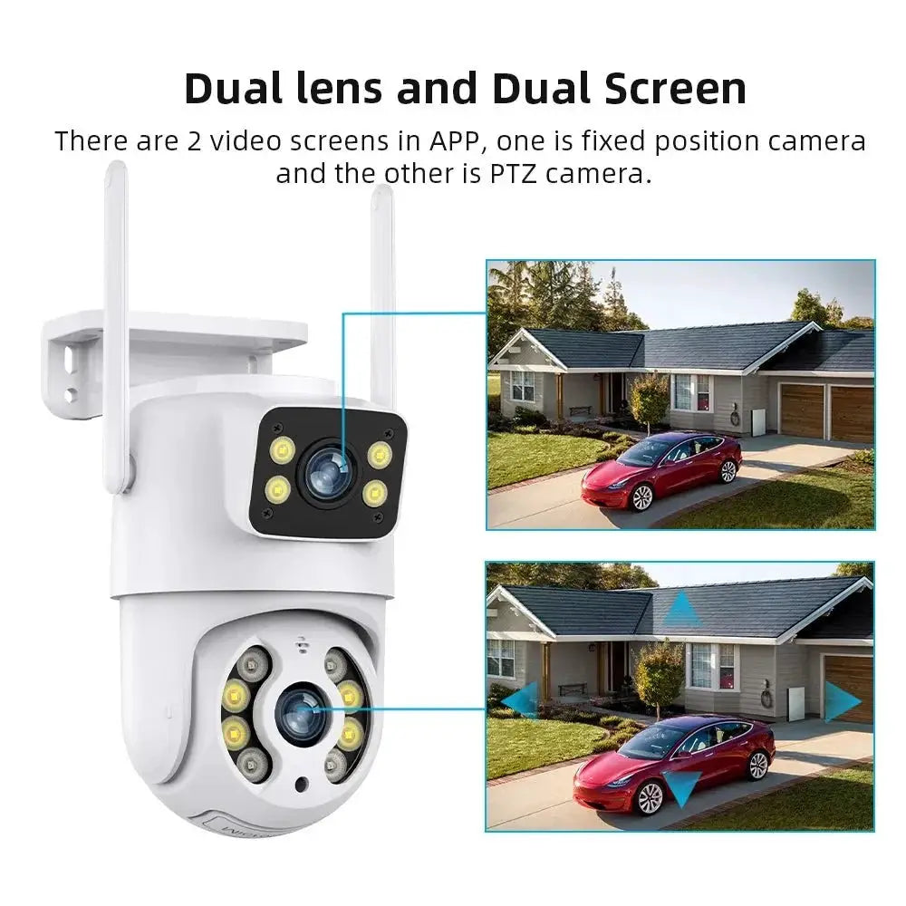 Tuya 8MP WiFi PTZ IP Camera With Dual Lens And Dual Screen Night Vision Outdoor - stepyours.com