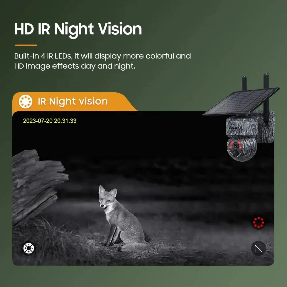 INQMEGA Solar Powered PTZ Camera 5MP 4MP WiFi 4G CCTV With Two Way Audio - stepyours.com