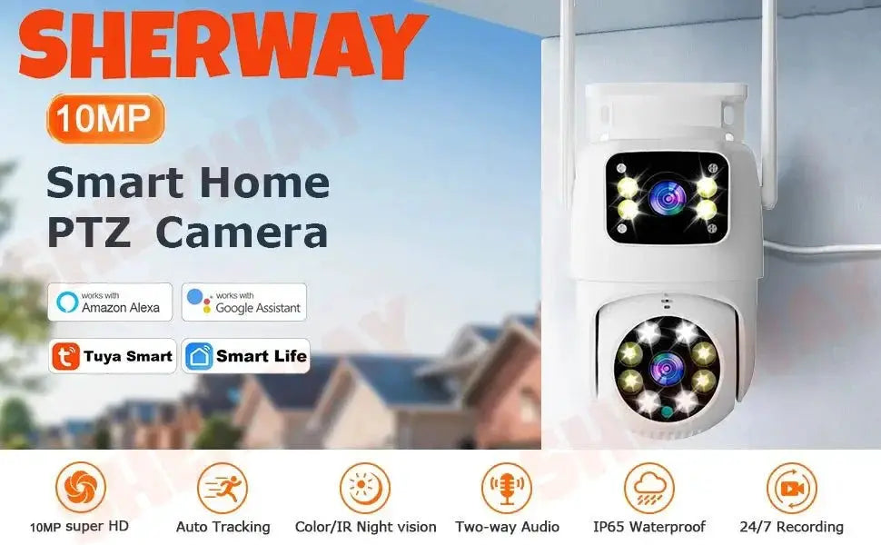 10MP Dual Lens Tuya WiFi Camera PTZ Outdoor 4K Security Camera With AI Tracking - stepyours.com