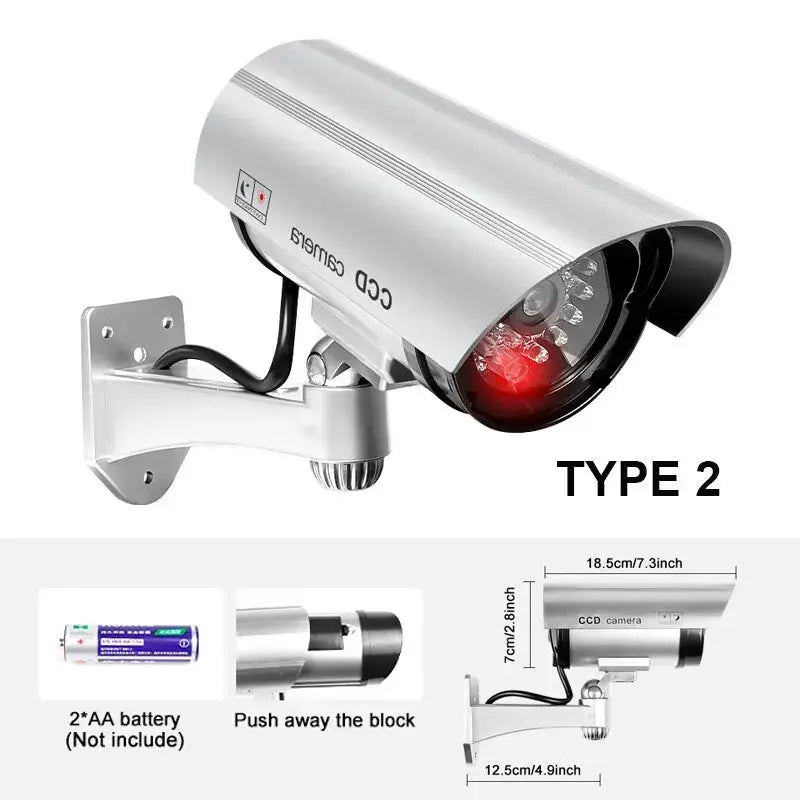 Dummy Security Camera - Waterproof Indoor Fake CCTV Red LED Lights No Wiring - stepyours.com