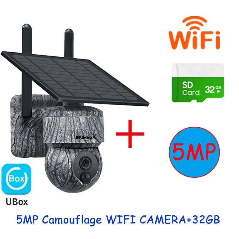 INQMEGA Solar PTZ Camera 5MP 4MP Wireless 4G SIM Outdoor Use