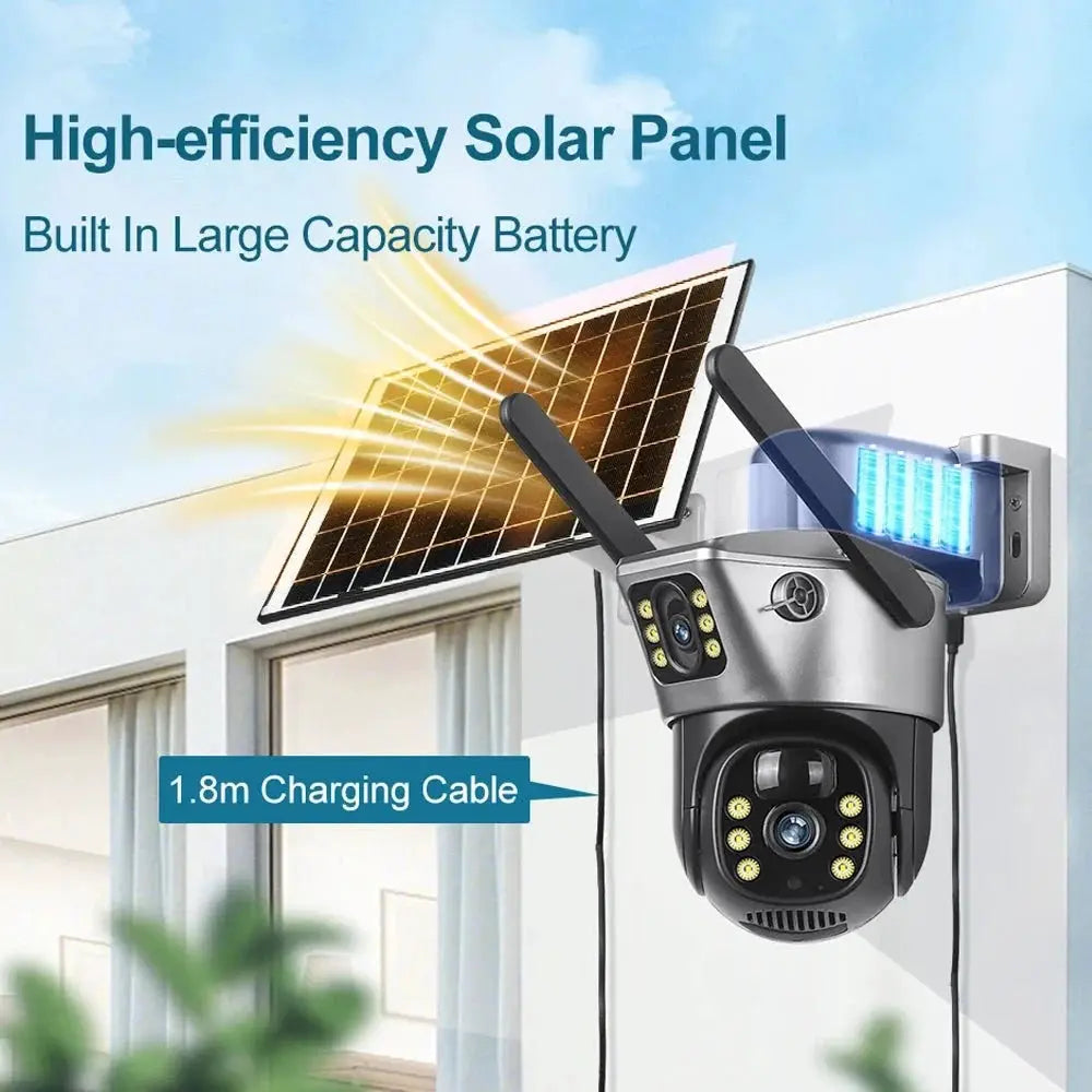 V380 Pro Solar Security Camera - Dual Lenses 8MP 4K PIR Night Vision Outdoor - stepyours.com