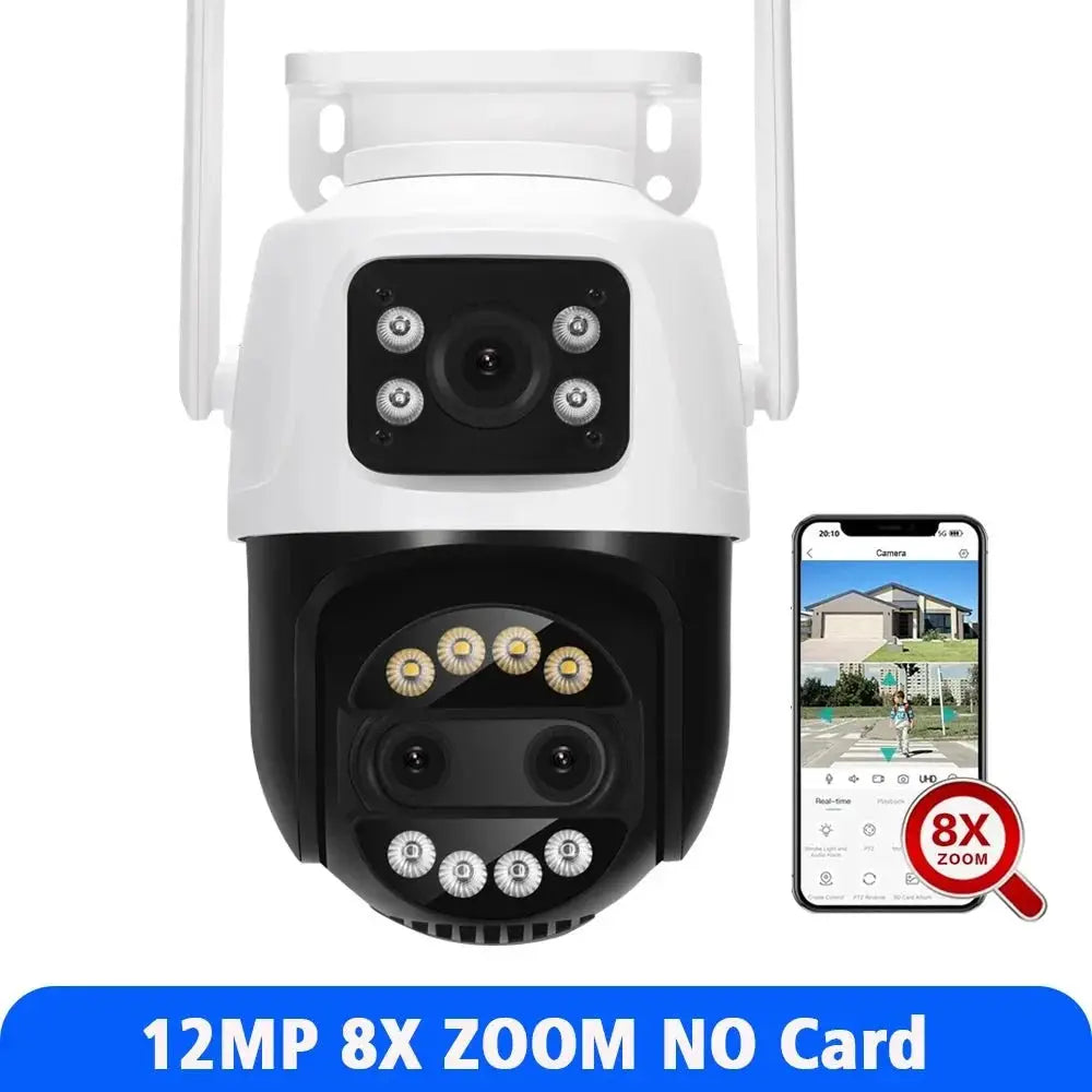 ASECAM 12MP 6K WiFi Outdoor Camera - AI Tracking, 8X Zoom, Dual Screen - stepyours.com