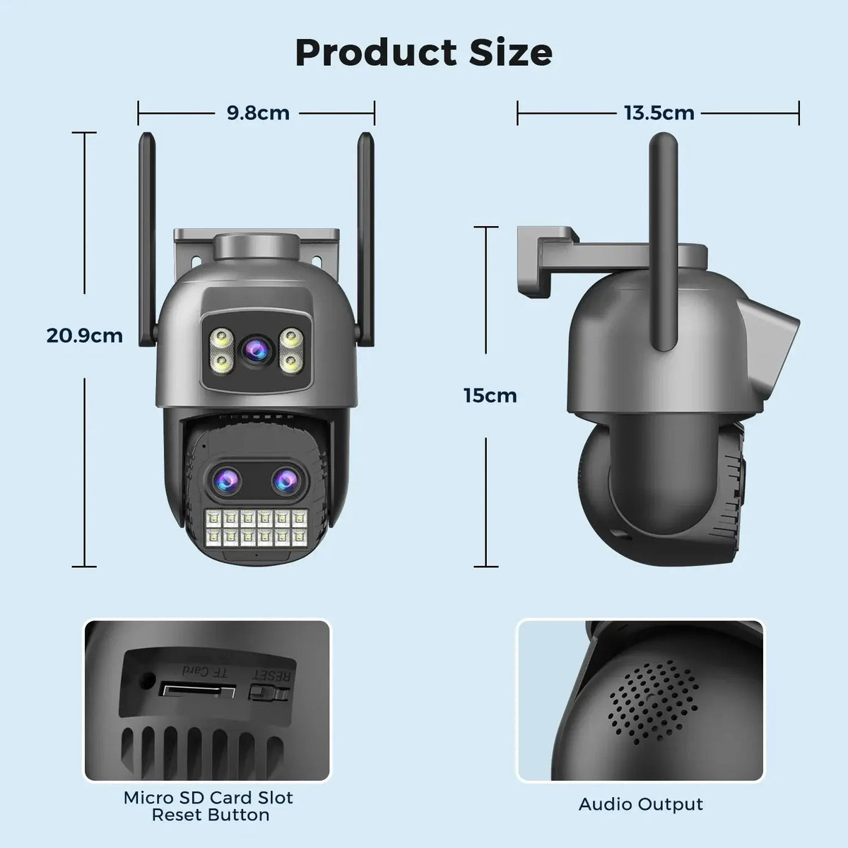 Abuntu 15MP 8K PTZ WiFi Outdoor Camera - 10X Zoom AI Human Detection - stepyours.com