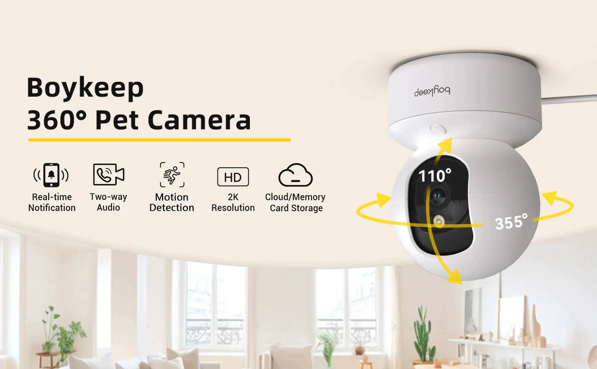 BoyKeep Smart Camera 2K - 360 Degree Coverage, Night Vision, 2 - Way Audio - stepyours.com