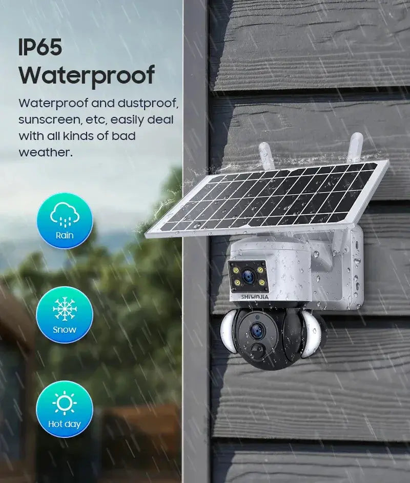Shiwojia 6MP 4G Solar Security Camera Outdoor Surveillance