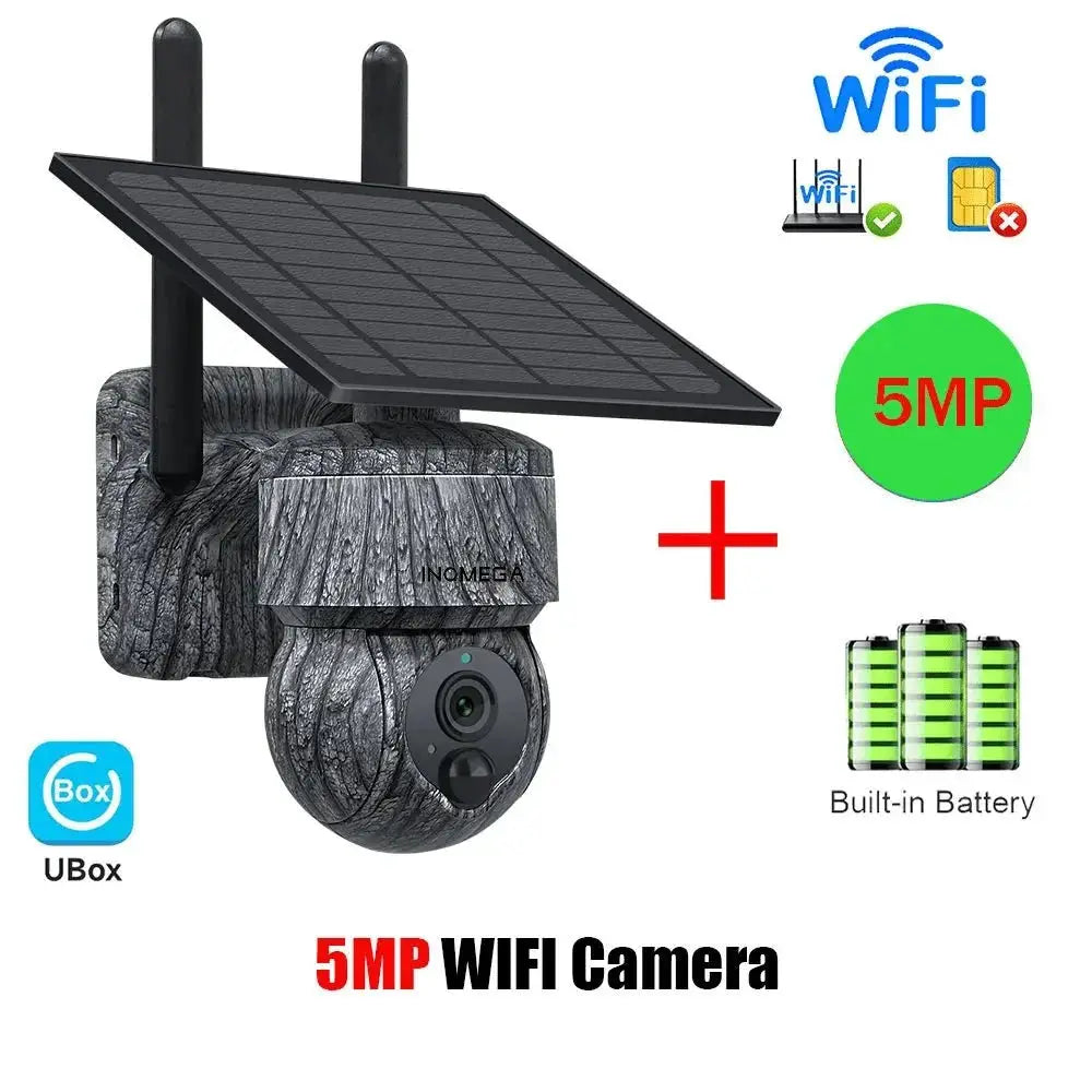 INQMEGA Solar Powered PTZ Camera 5MP 4MP WiFi 4G CCTV With Two Way Audio - stepyours.com
