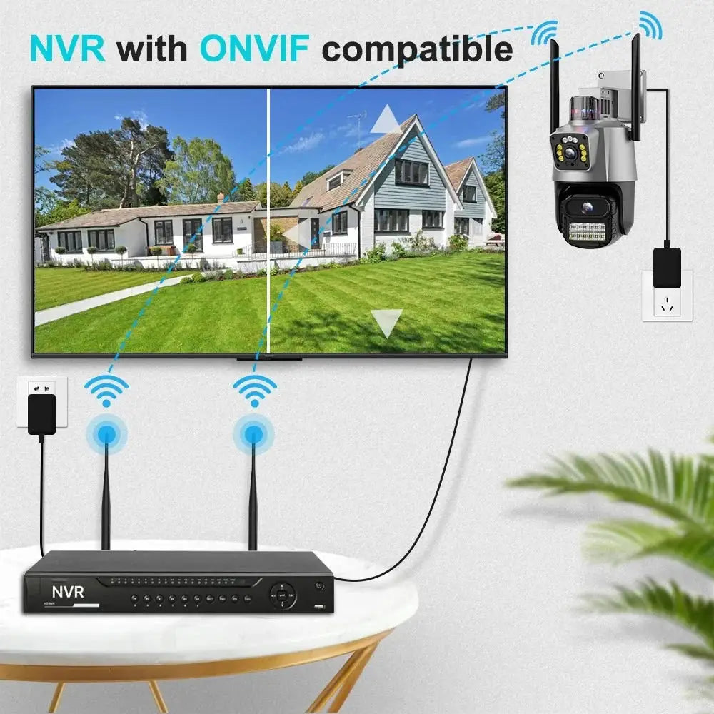 Outdoor WiFi PTZ Camera 8MP Dual - Lens 4K AI Tracking Dual Screen Night Vision - stepyours.com
