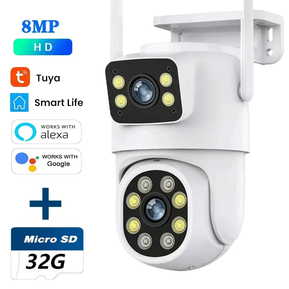 10MP Dual Lens Tuya WiFi Camera PTZ Outdoor 4K Security Camera With AI Tracking - stepyours.com