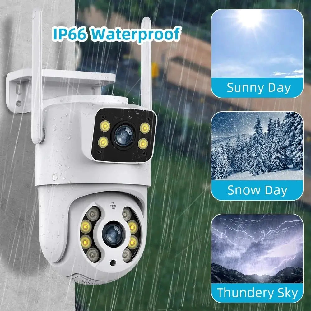 Tuya 8MP WiFi PTZ IP Camera With Dual Lens And Dual Screen Night Vision Outdoor - stepyours.com