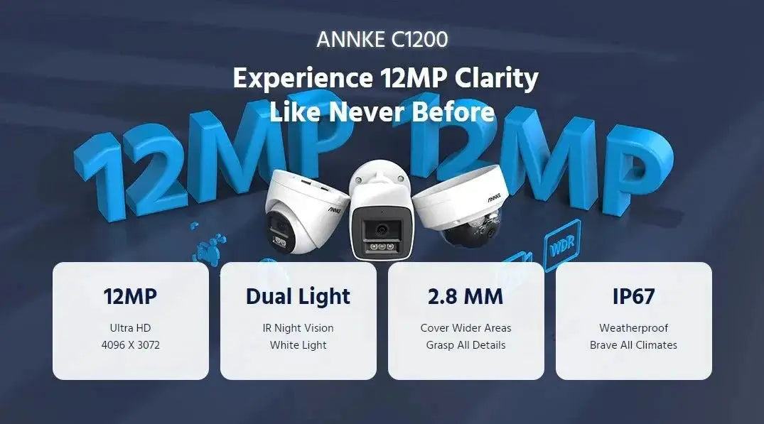 ANNKE 12MP Outdoor Dual Light PoE Security Camera IP67 Night Vision C1200 - stepyours.com