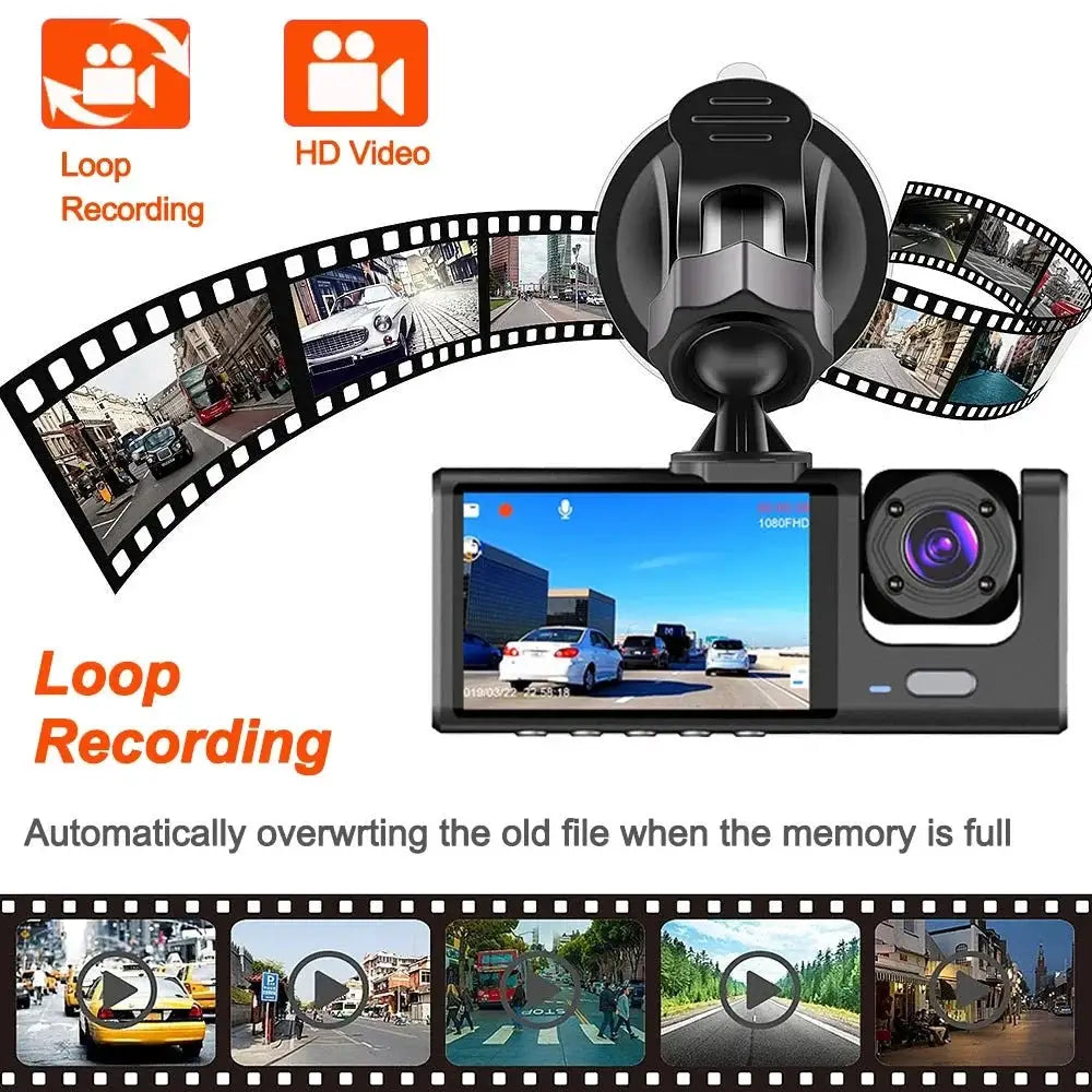 1080P Car Dash Cam 2 To 3 Camera Front And Rear Video Recorder Night Vision - stepyours.com