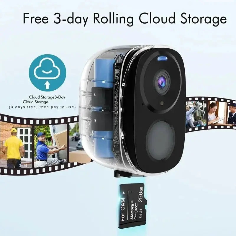 NOCCLILI Wireless Outdoor Security Camera - 2K Battery Powered WiFi Motion Siren - stepyours.com