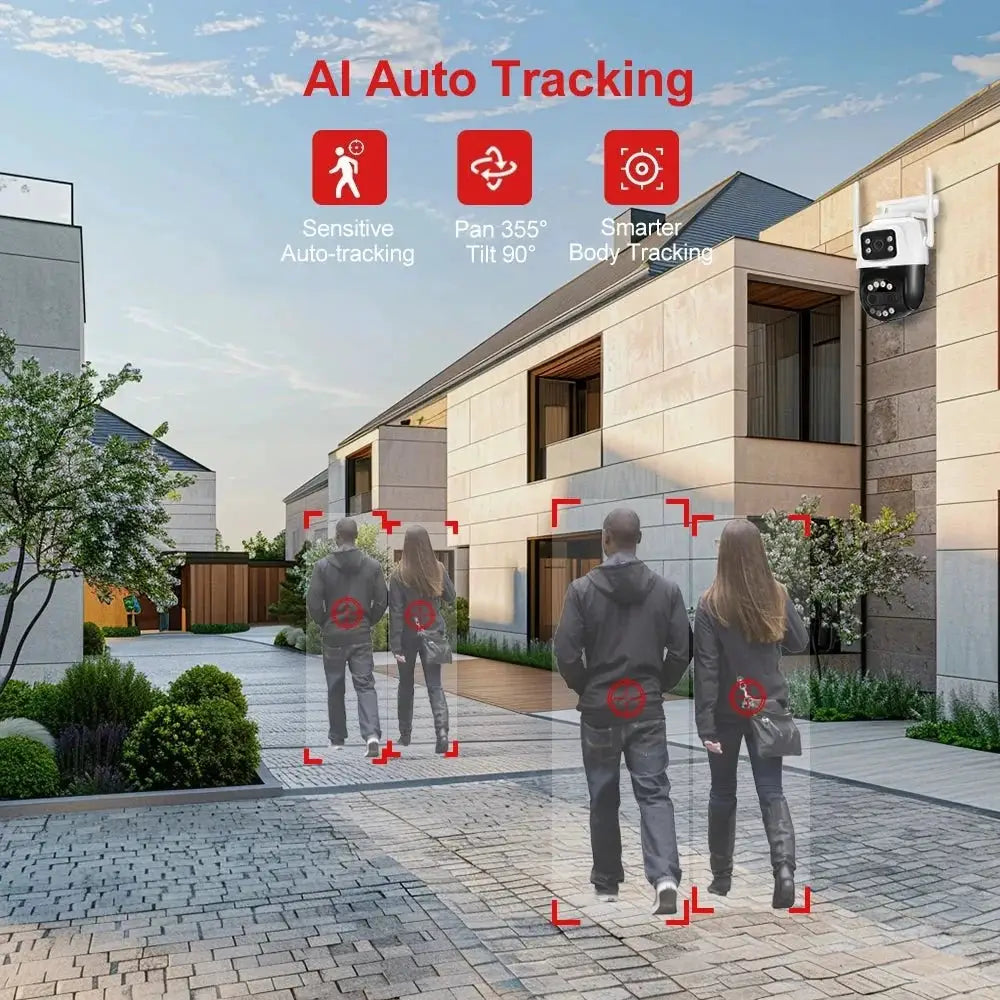ASECAM 12MP 6K WiFi Outdoor Camera - AI Tracking, 8X Zoom, Dual Screen - stepyours.com