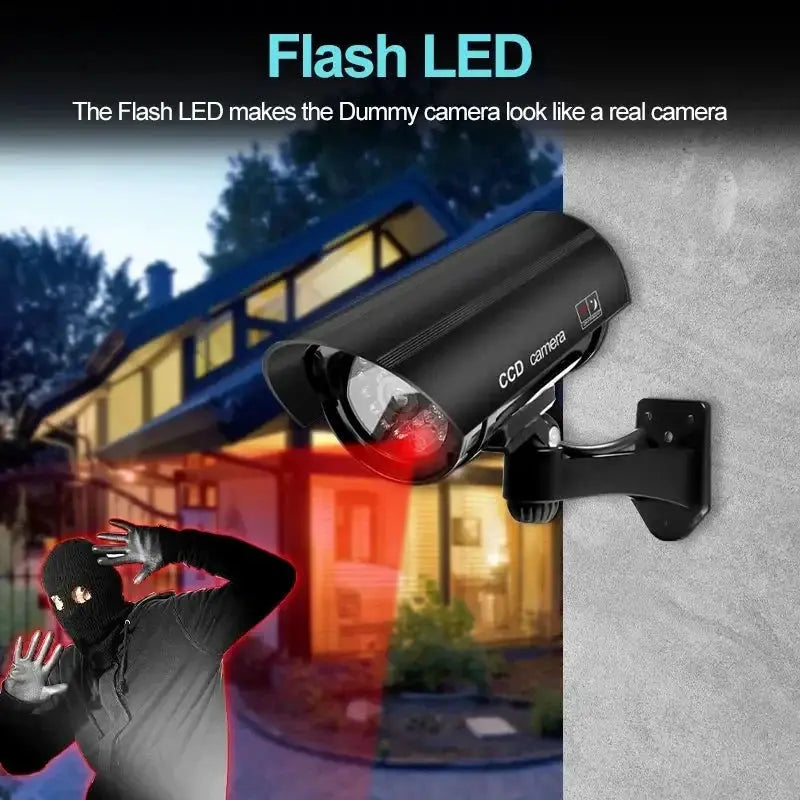 Dummy Security Camera - Waterproof Indoor Fake CCTV Red LED Lights No Wiring - stepyours.com