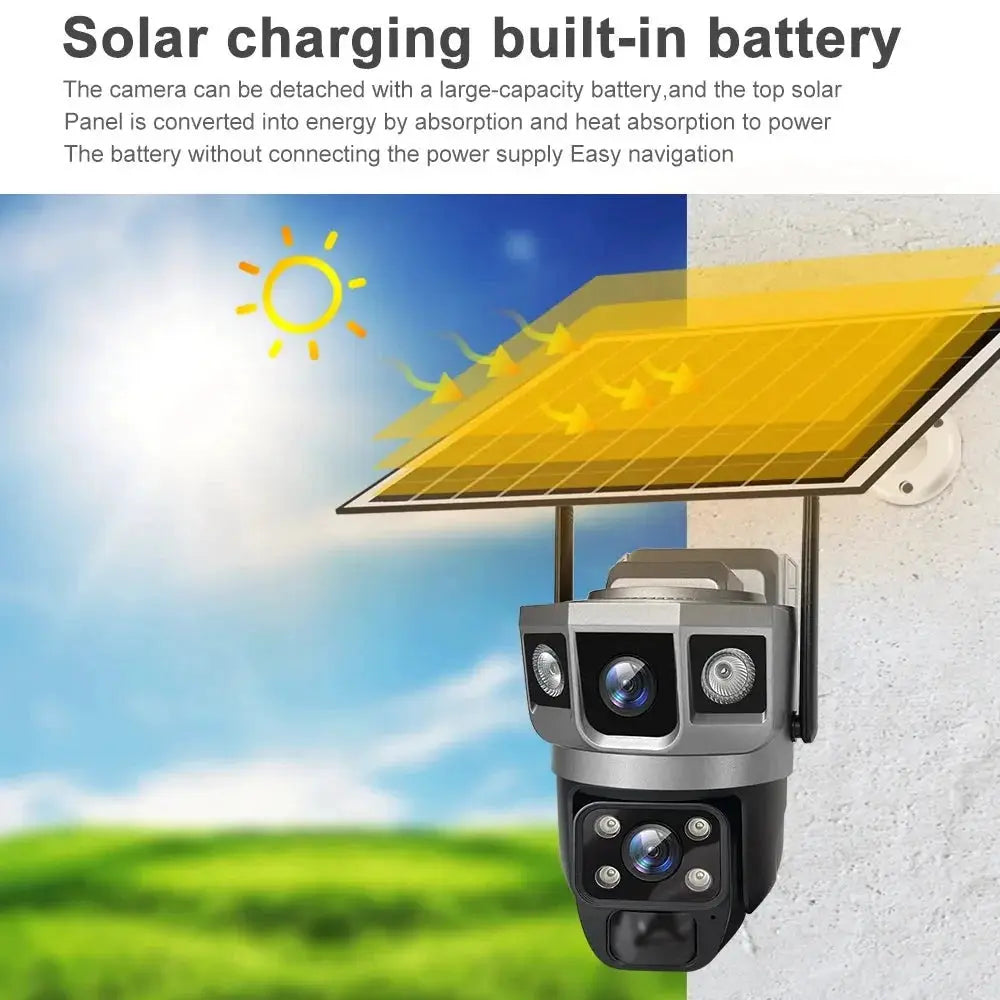 V380 Pro Solar Wifi Outdoor PTZ Dual Lens Camera Auto Tracking Hooks - stepyours.com