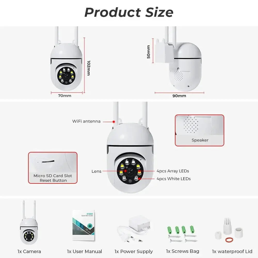 Smart 4MP Wireless Outdoor PTZ Camera With AI Auto Tracking Night Vision - stepyours.com
