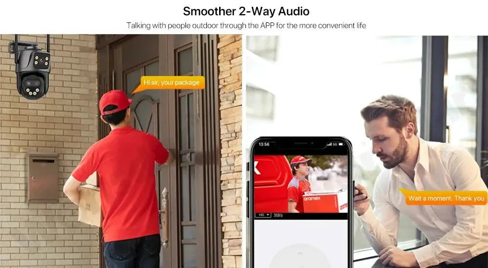 IP Camera 6K 9MP WiFi Outdoor Camera - 3 Lens Dual Screen PTZ With 8x Zoom - stepyours.com