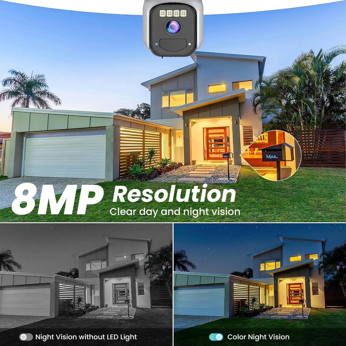 8MP Dual Lens Solar WiFi Security Camera - Color Night Vision, PIR Motion - stepyours.com
