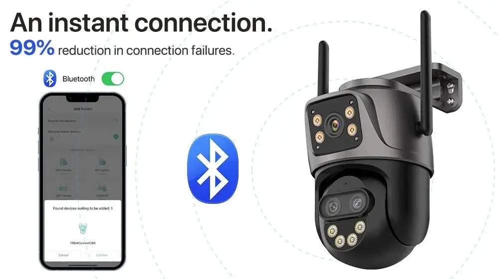 IP Camera 6K 9MP WiFi Outdoor Camera - 3 Lens Dual Screen PTZ With 8x Zoom - stepyours.com