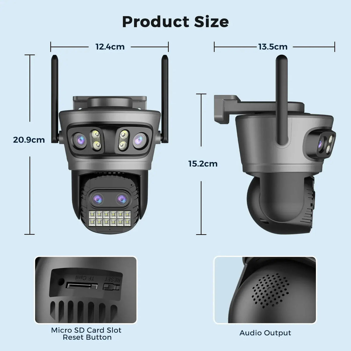20MP PTZ WiFi Surveillance Camera 4 Lens 10X Zoom Outdoor Night Vision - stepyours.com