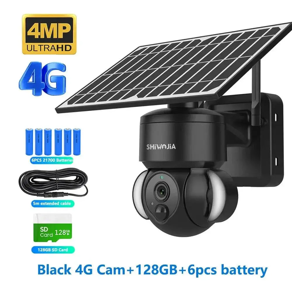 Shiwojia WiFi Solar Powered Security Camera 4MP Outdoor