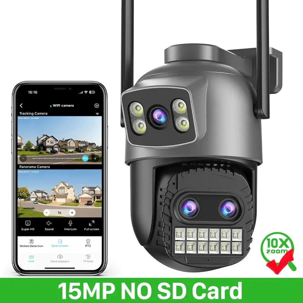 Abuntu 15MP 8K PTZ WiFi Outdoor Camera - 10X Zoom AI Human Detection - stepyours.com