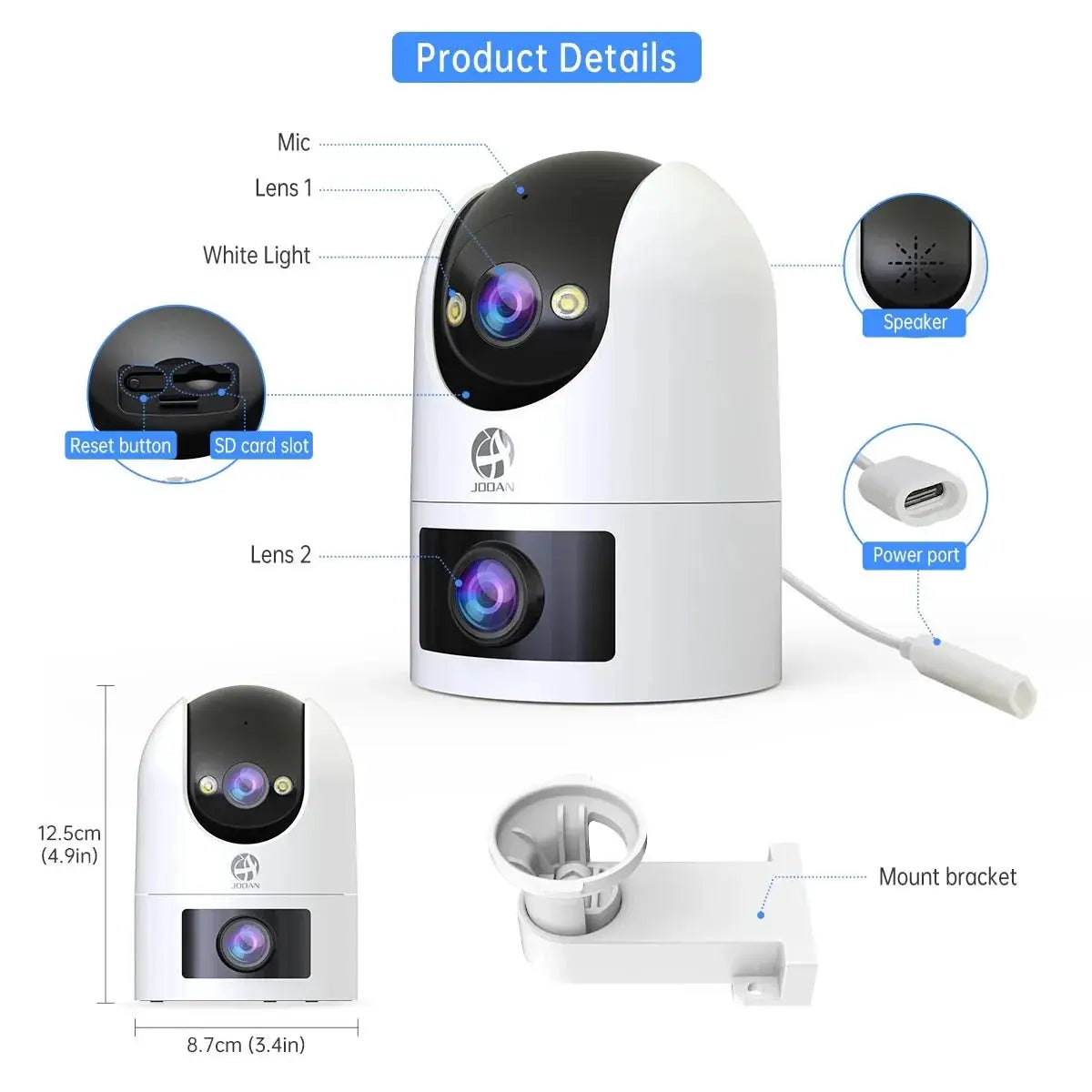 JOOAN 4K Outdoor 5G Wifi Surveillance Camera Dual Lens Auto Tracking PTZ CCTV - stepyours.com