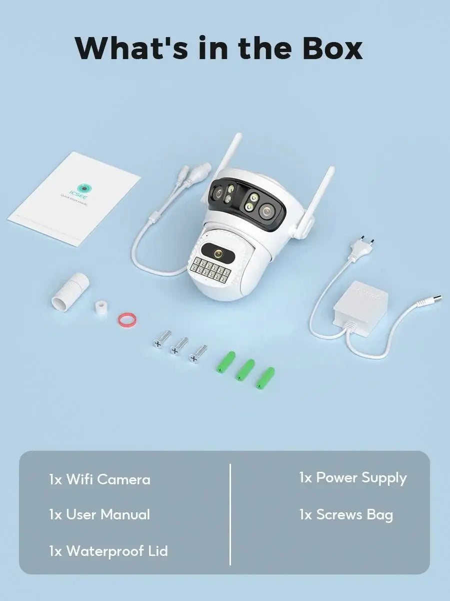 12MP Outdoor WiFi Camera - With 3 Lens PTZ AI Tracking For ICSEE App - stepyours.com