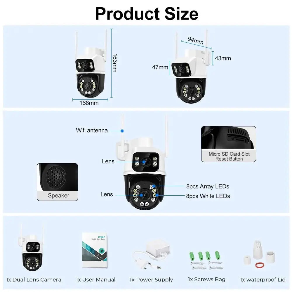 8MP 4K PTZ WiFi Outdoor Camera - Dual Lens AI Tracking for Enhanced Security - stepyours.com