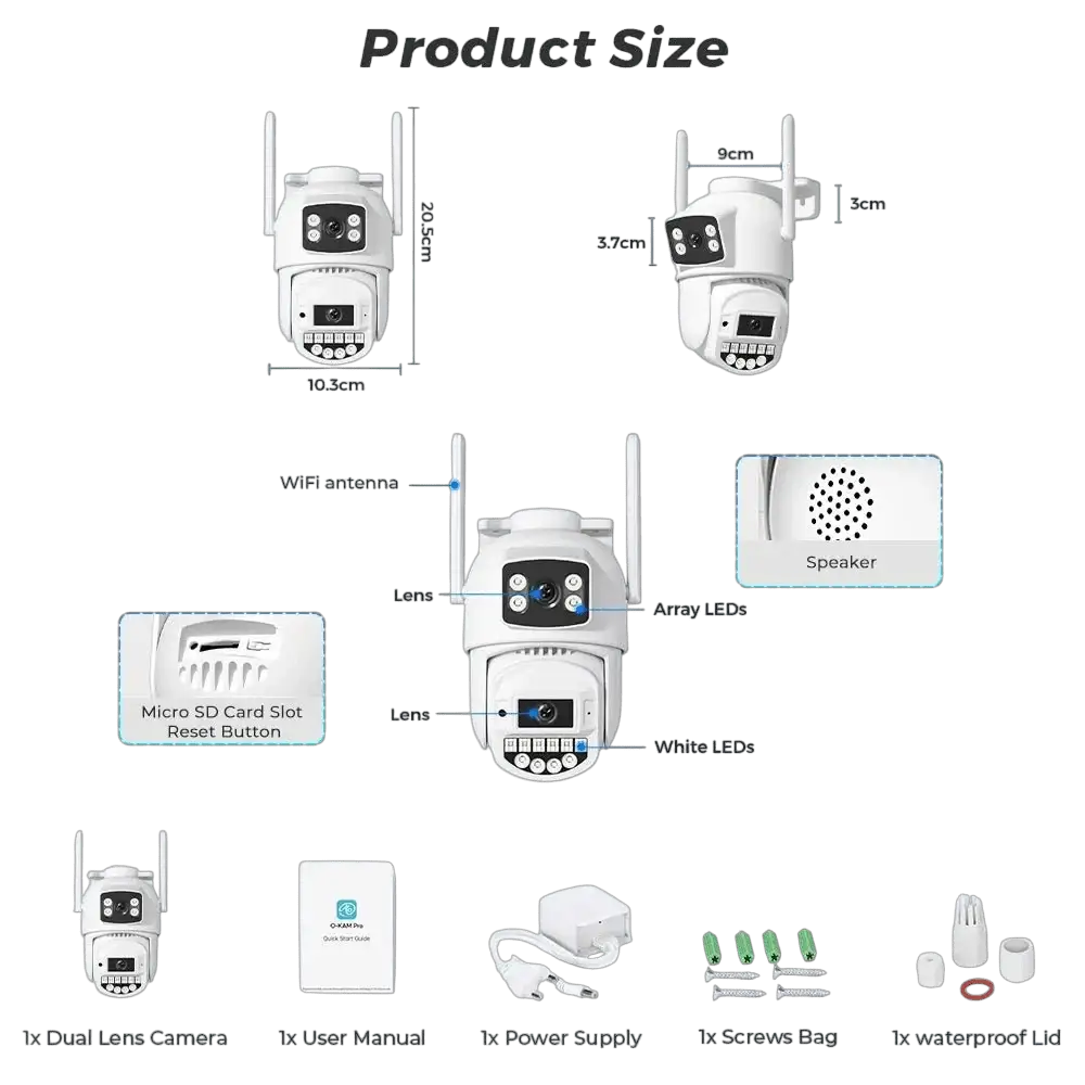 8MP 4K PTZ WiFi Camera - Dual Lens With Dual Screen AI Tracking Surveillance - stepyours.com