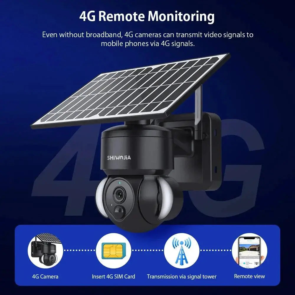 Shiwojia WiFi Solar Powered Security Camera 4MP Outdoor
